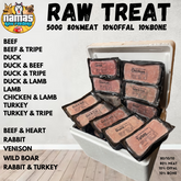 RAW TREAT Frozen Dog Food 10 or 20 500g Blocks 80/10/10 PICK or MIX YOUR OWN